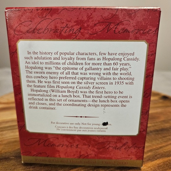 2000 Hallmark Christmas Keepsake Ornament HOPALONG CASSIDY Lunch Box Set of 2 - Picture 2 of 8